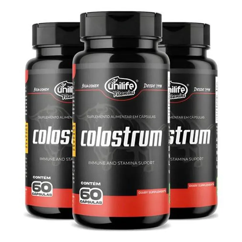 Kit 3 Colostrum Colostro Bovino Unilife 60 Cápsulas