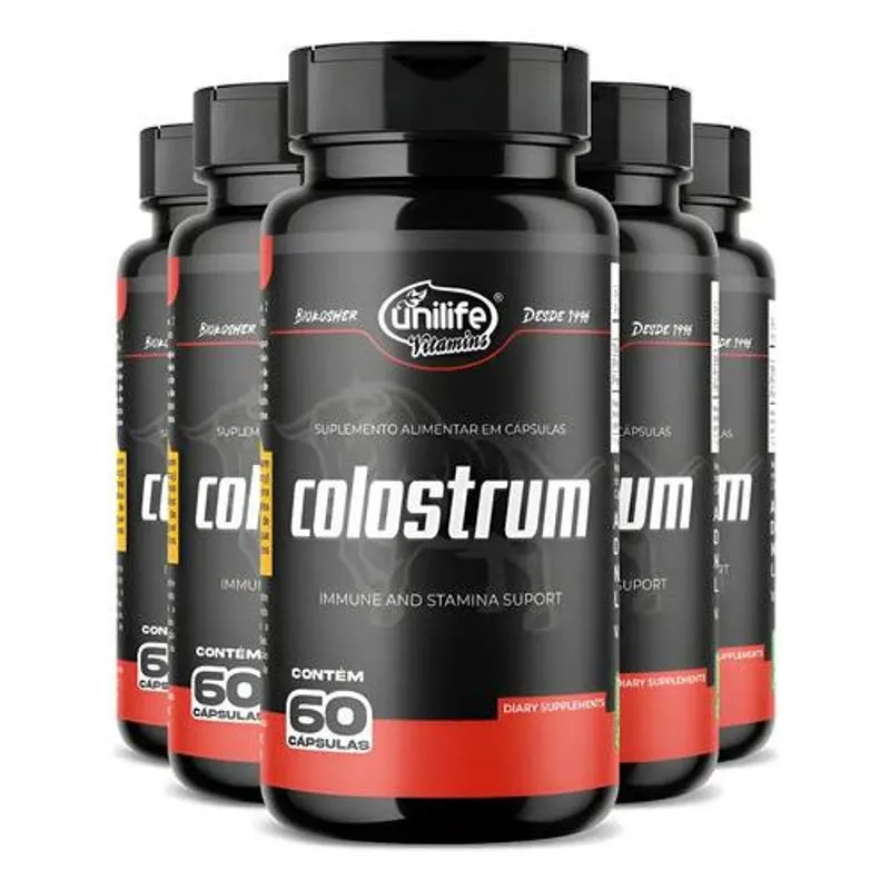 Kit 5 Colostrum Colostro Bovino Unilife 60 Cápsulas