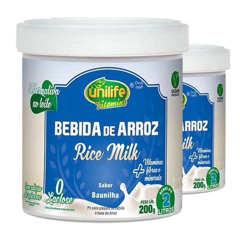 Kit 2 Bebida De Arroz Sem Lactose Vegan Unilife 200g