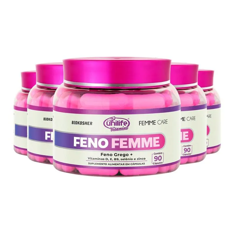 Kit 5 Feno Femme 90 Cápsulas Unilife