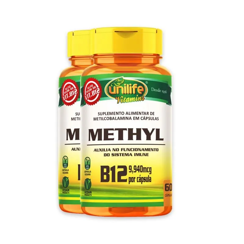 Kit 2 Vitamina B12 Methyl Unilife Vegano 60 cápsulas