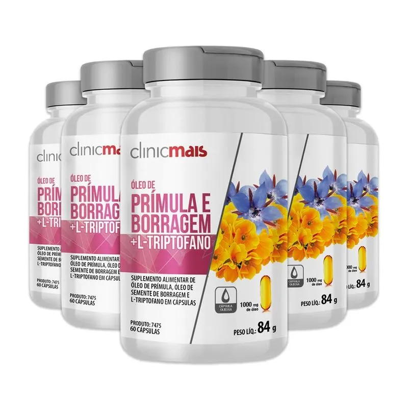 Kit 5 Óleo De Prímula E Borragem Clinicmais 60 Cápsulas