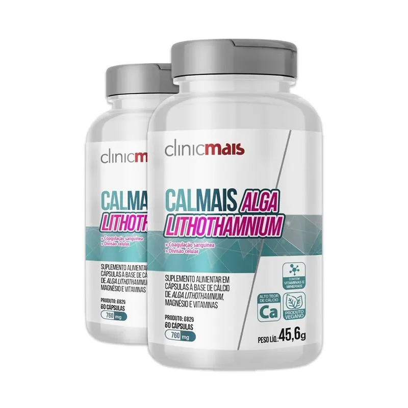 Kit 2 Calmais Alga Lithothamnium Clinicmais 60 Cápsulas