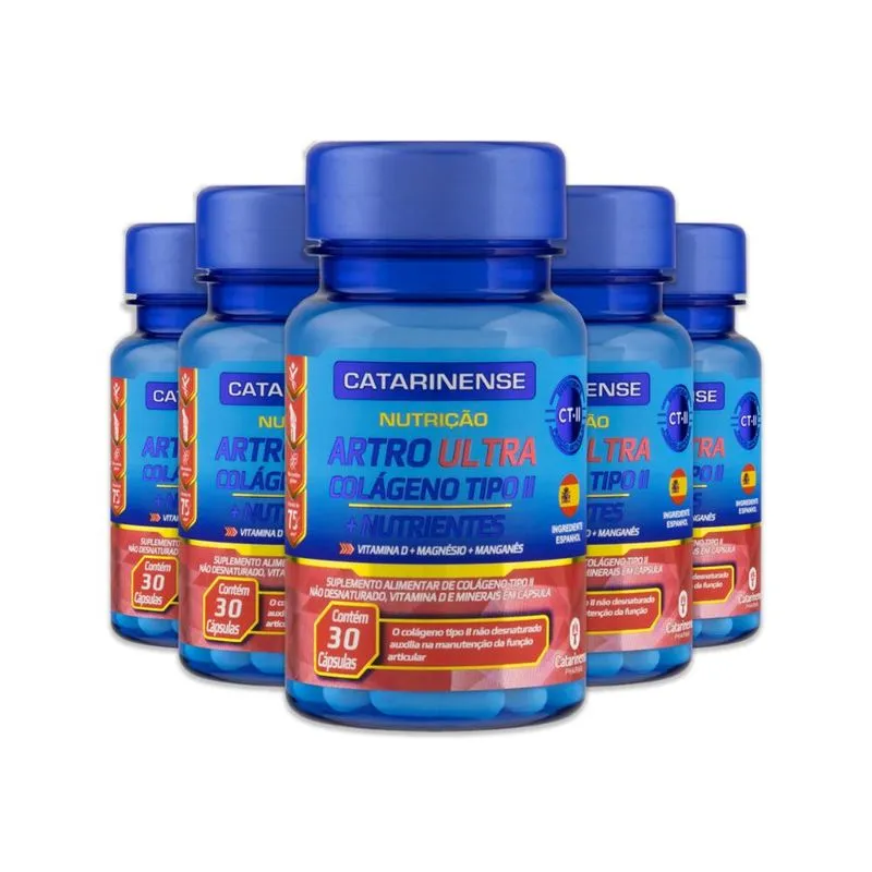 Kit 5 Artro Ultra Colágeno Tipo II 30 Catarinense Cápsulas
