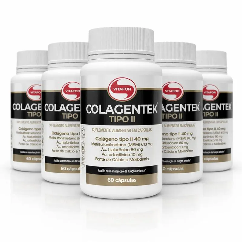KIT 5 Colagentek Tipo II Vitafor Colágeno 40mg 60Caps