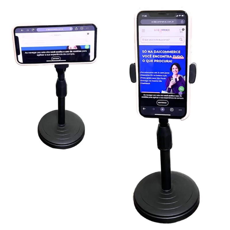 Suporte de Mesa p/ Celular Smartphone Ajustável rotação 360
