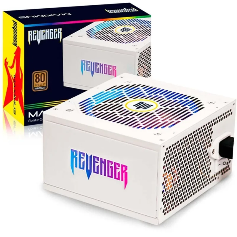 Fonte 750W Reais 80 Plus Bronze Revenger Branca Pfc Ativo