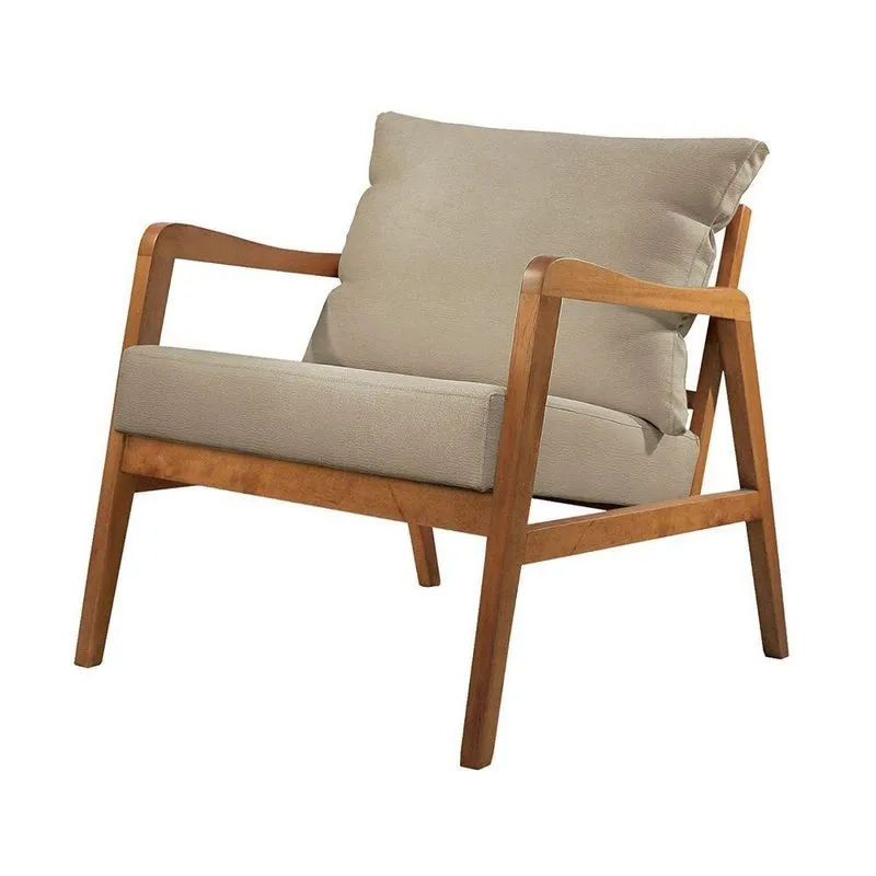 Poltrona Decorativa Bia Luxo Madeira Maciça Corino Off White