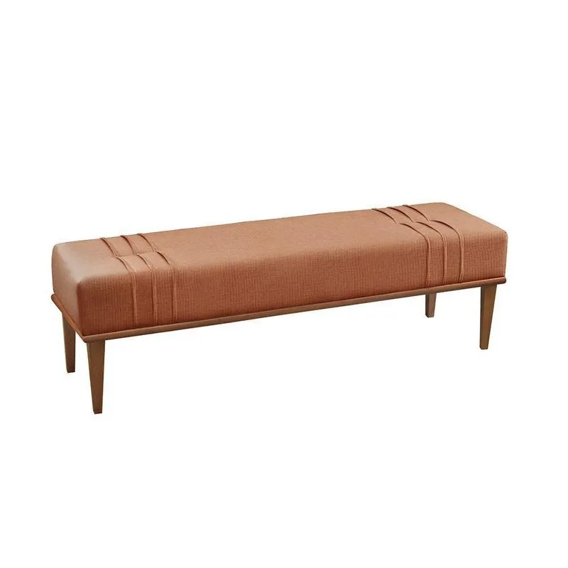 Recamier Puff Maya Luxo Madeira Maciça Linho Terracota