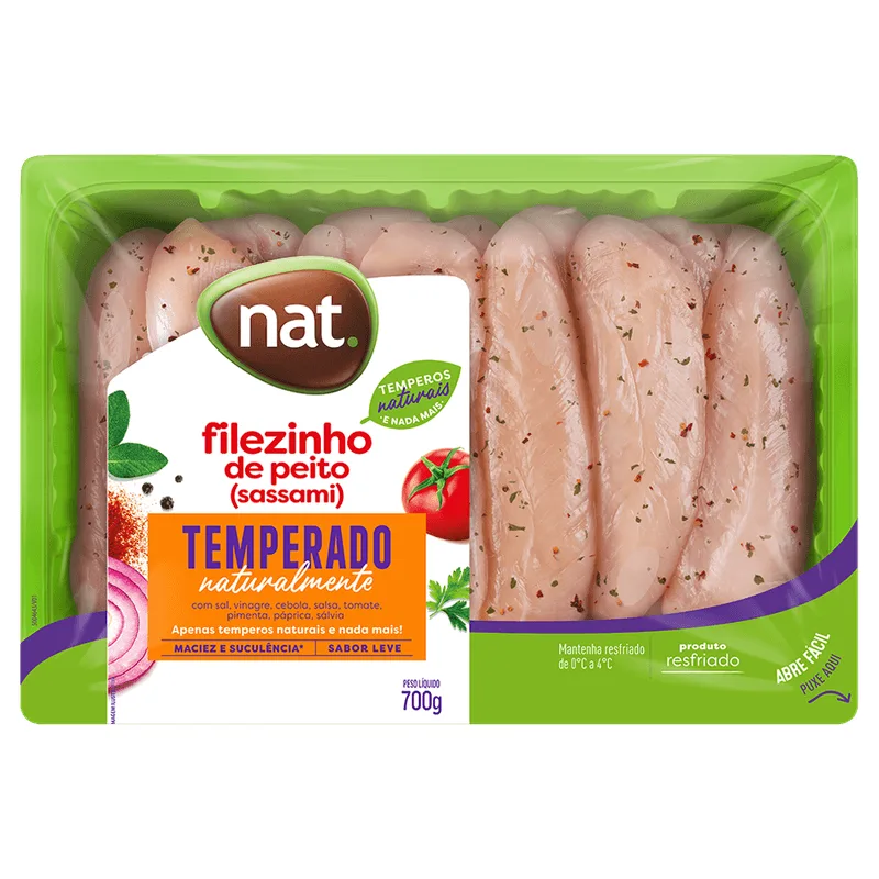 Filezinho de Frango Sassami Nat Temperado Resfriado Bandeja 700g