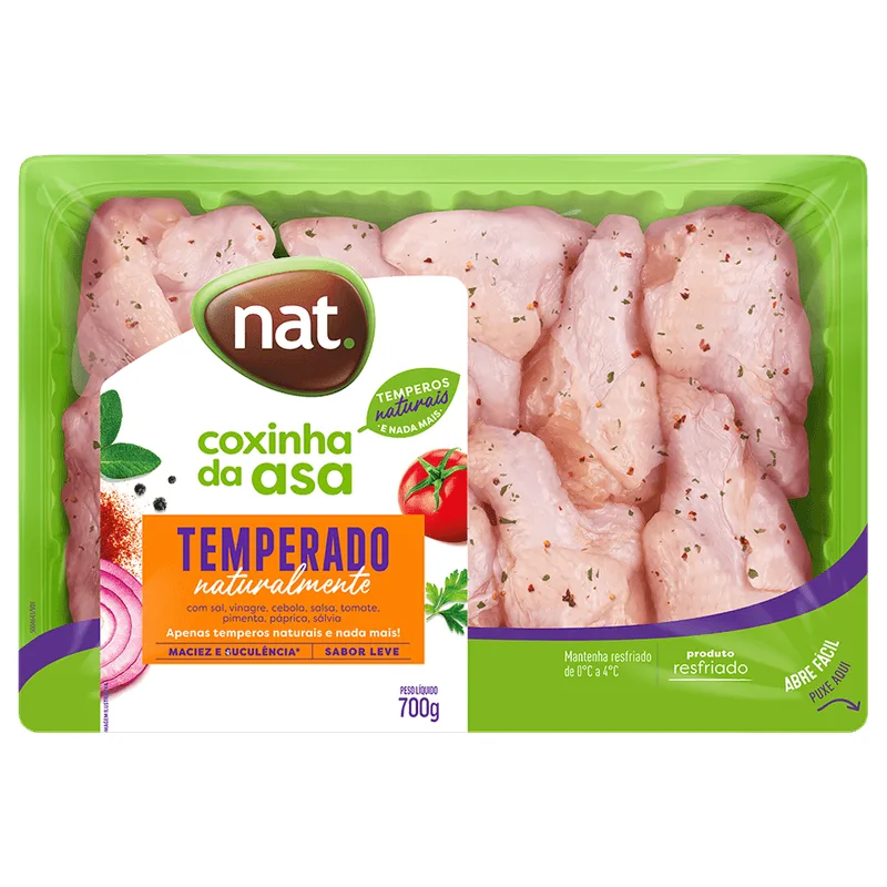 Coxinha da Asa de Frango Nat Temperada Resfriada Bandeja 700g