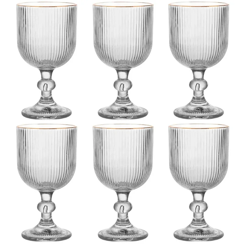 Jogo de Taças Versalhes Gold 6 Peças 340ml em Vidro Lehavi