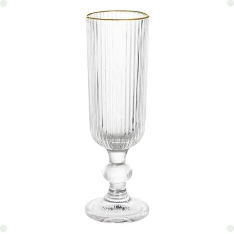 Taça para Champagne Versalhes Gold em Vidro com Acabamento em Ouro 170ML Transparente Lehavi