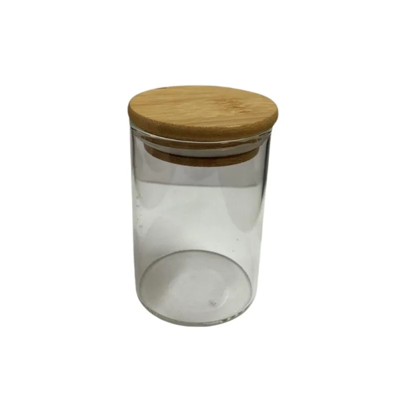 Pote de Hermetico Vidro Borossilicato Liso com Tampa de Bambu 200ml