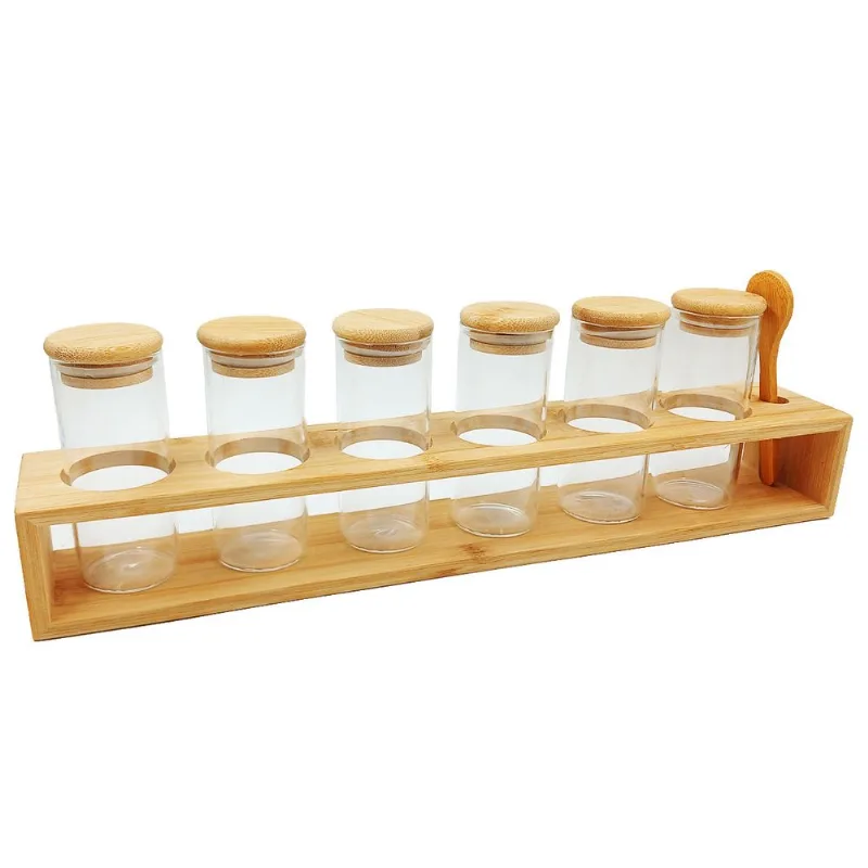 Porta Condimento 6 Peças C/Colher 150ml em Vidro Lehavi