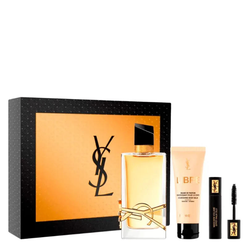 Kit Perfume Yves Saint Laurent Libre Feminino - Eau de Parfum 90ml + Loção Corporal 50ml + Máscara de Cílios 2ml Coffret