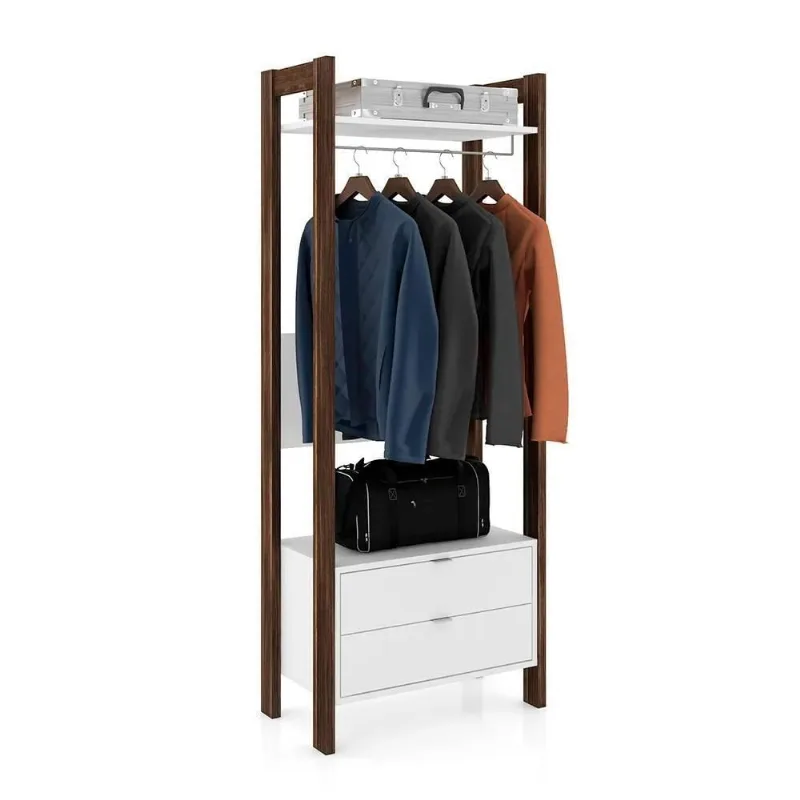 Armário Closet Escritório AZ1011 2 Gavetas MDP 65CM Branco Gran Belo