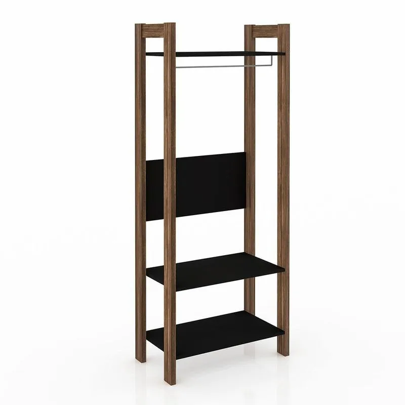 Armario Closet Aberto Az1029 Mdp Preto Nogal