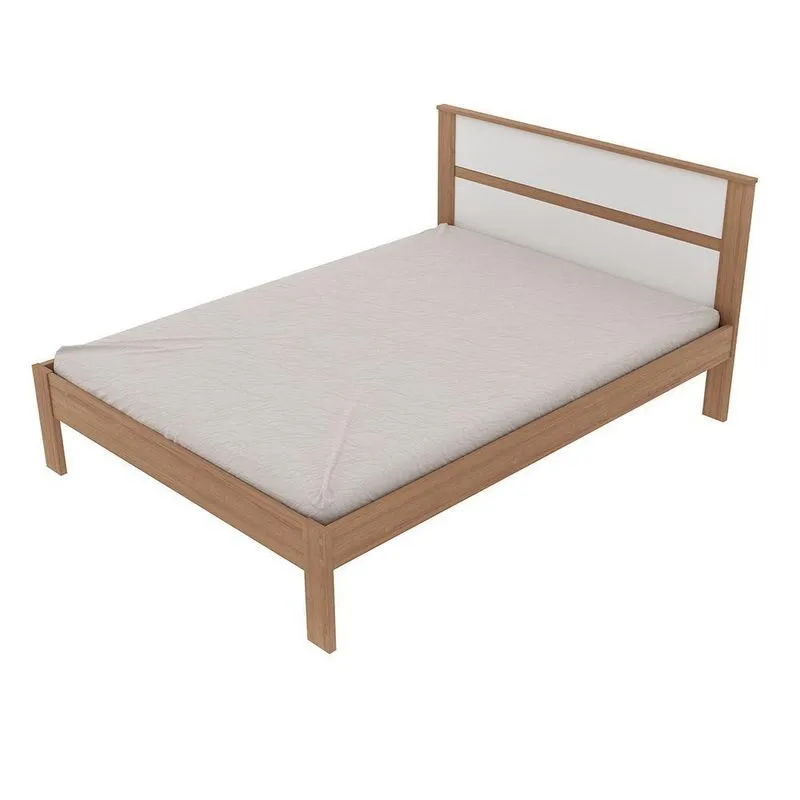 Cama De Casal CM8005 MDF-MDP Amêndoa E Branco Gran Belo