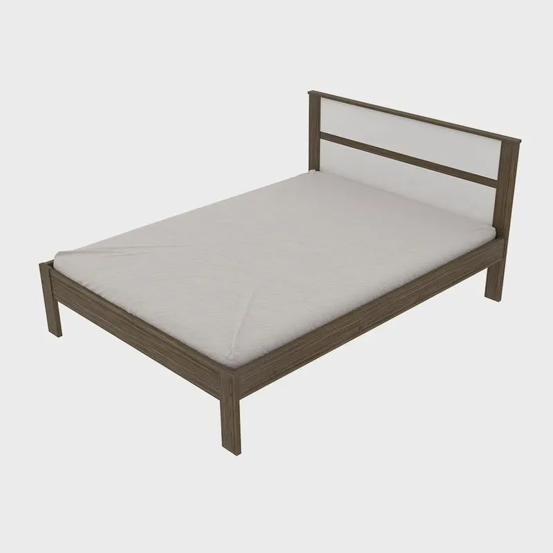 Cama de casal mdp CM8005 Nogal/Branco G69 - Gran Belo