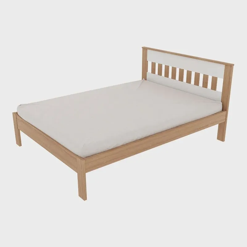 Cama de casal mdp CM8007 Amendoa/Branco G69 - Gran Belo