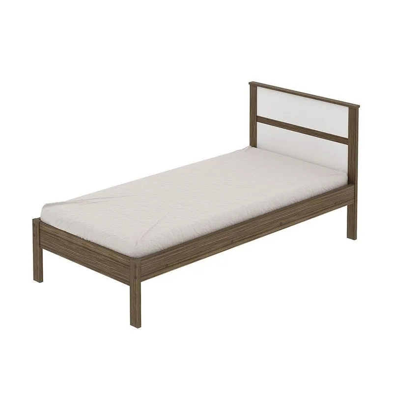 Cama De Solteiro Mdp Cm8004 Nogal/Branco - Gran Belo