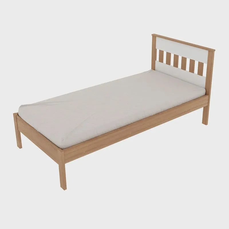 Cama de solteiro mdp CM8006 Amendoa/Branco G69 - Gran Belo