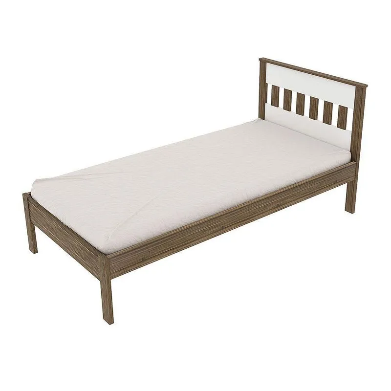 Cama De Solteiro Mdp Cm8006 Nogal/Branco - Gran Belo