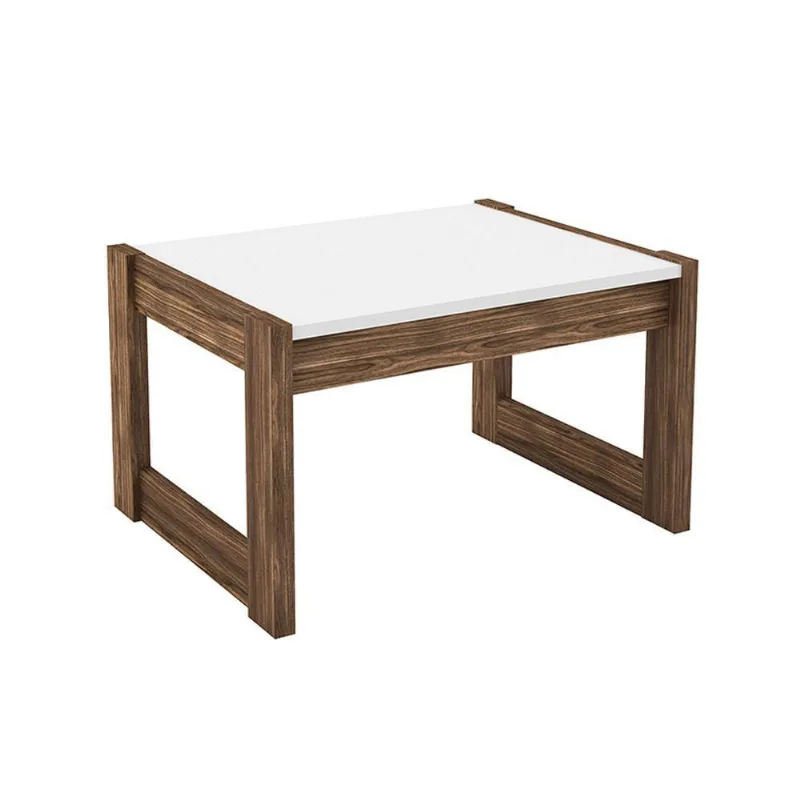 Mesa De Centro Decorativa Az1022 Mdp Branco/Nogal