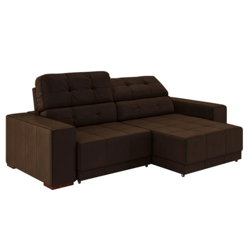 Sofá Retrátil E Reclinável 3 Lugares Lisboa 230Cm Caramelo