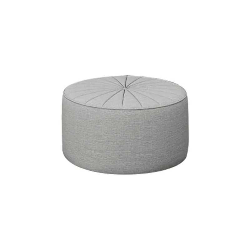 Puff Decorativo Sala De Estar Round Linho Cinza
