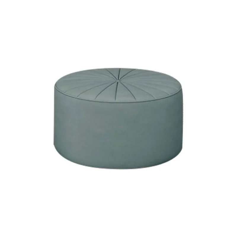 Puff Decorativo Sala De Estar Round Veludo Azul Claro