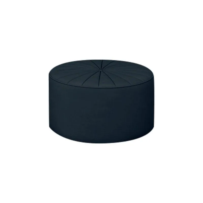 Puff Decorativo Sala De Estar Round Veludo Azul Marinho