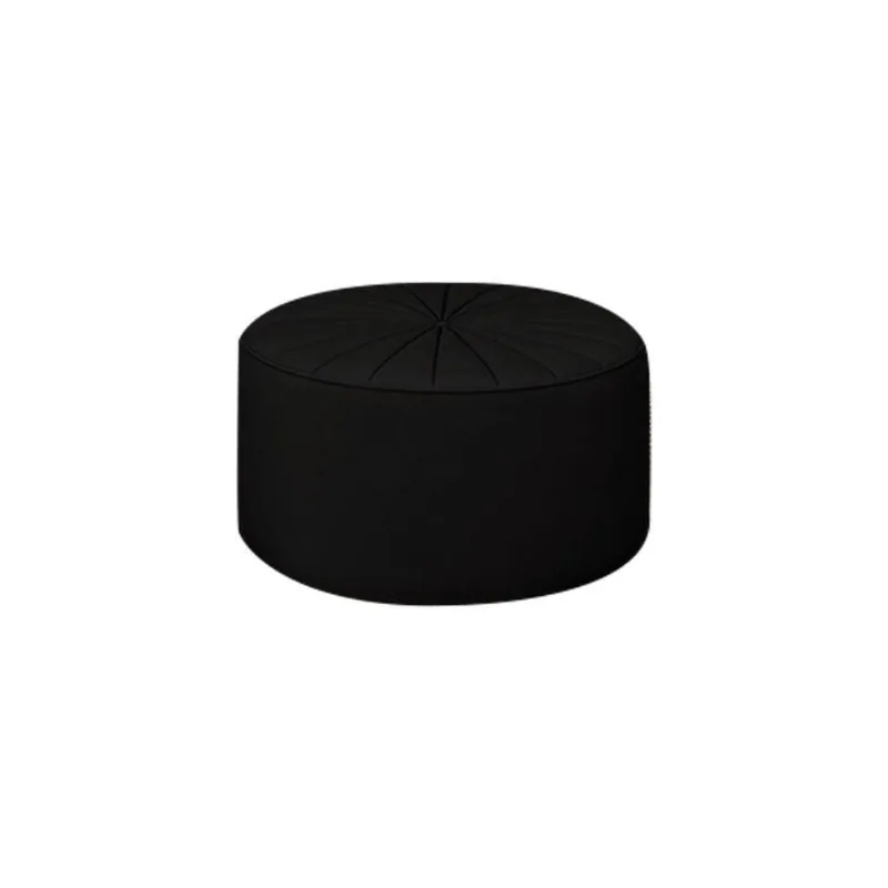 Puff Decorativo Sala De Estar Round Veludo Preto