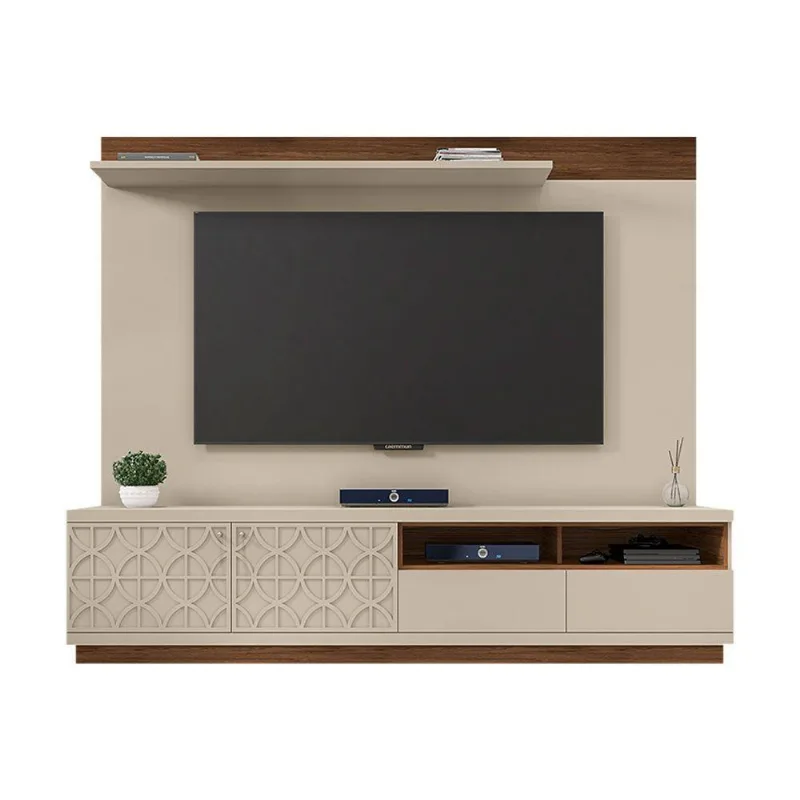 Conjunto Bancada E Painel Para Tv Off White/havana
