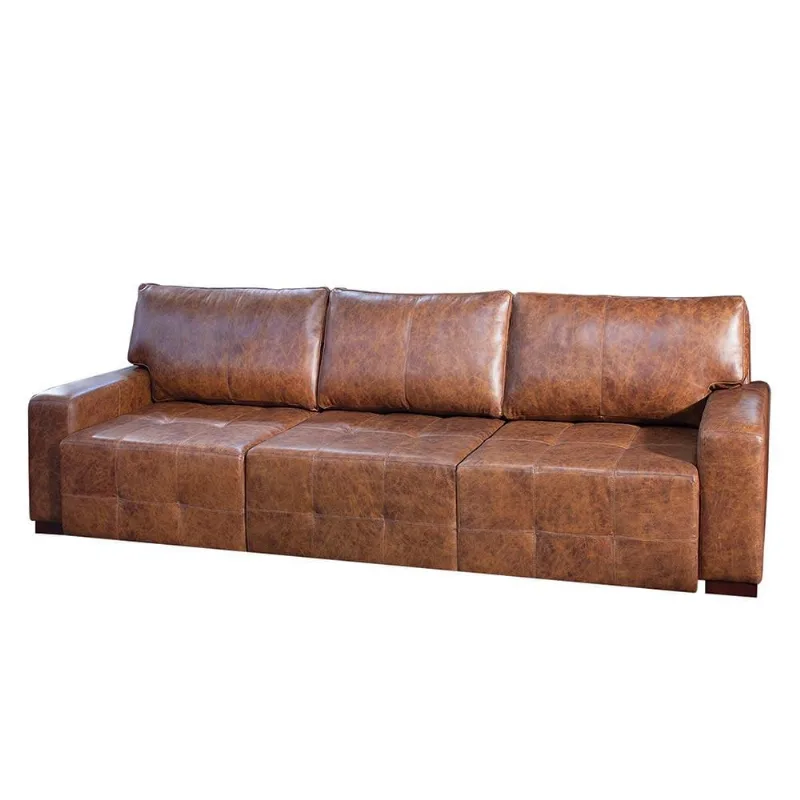 Sofá Decorativo 350 cm 4 Lugares Retrátil Azzano Mel Couro - Gran Belo