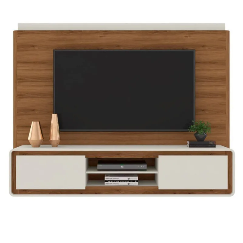 Home Suspenso Decorativo Para Tv Até 75" Mdf Nature/offwhite