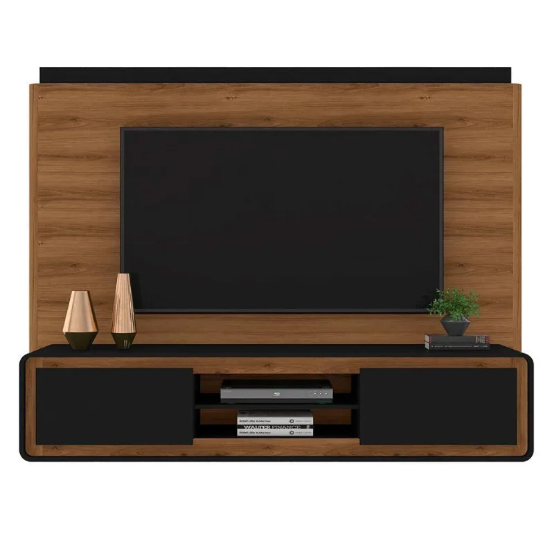 Home Suspenso Decorativo Para Tv Até 75" Mdf Nature/preto