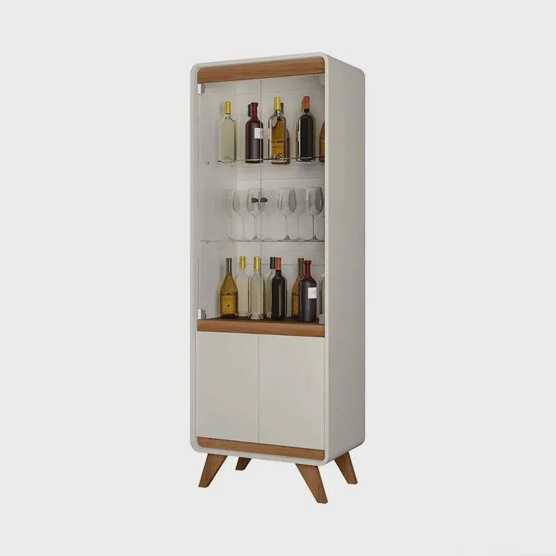 Cristaleira Decorativa Maverick mdf Nature/OffWhite G21 - Gran Belo