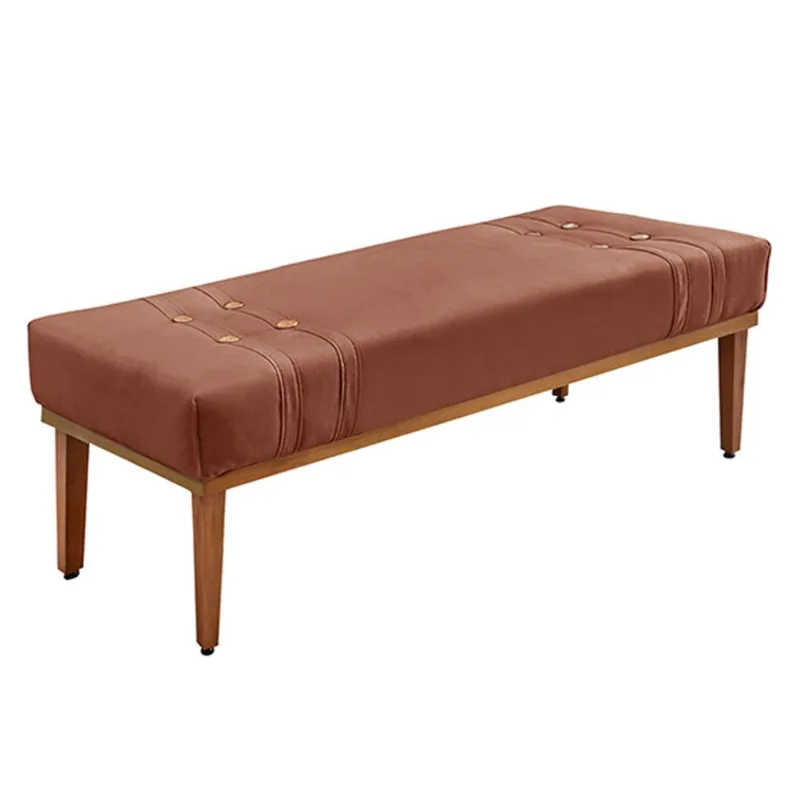 Recamier Decorativo 160cm Kors Veludo Pés de Madeira Cobre - Gran Belo