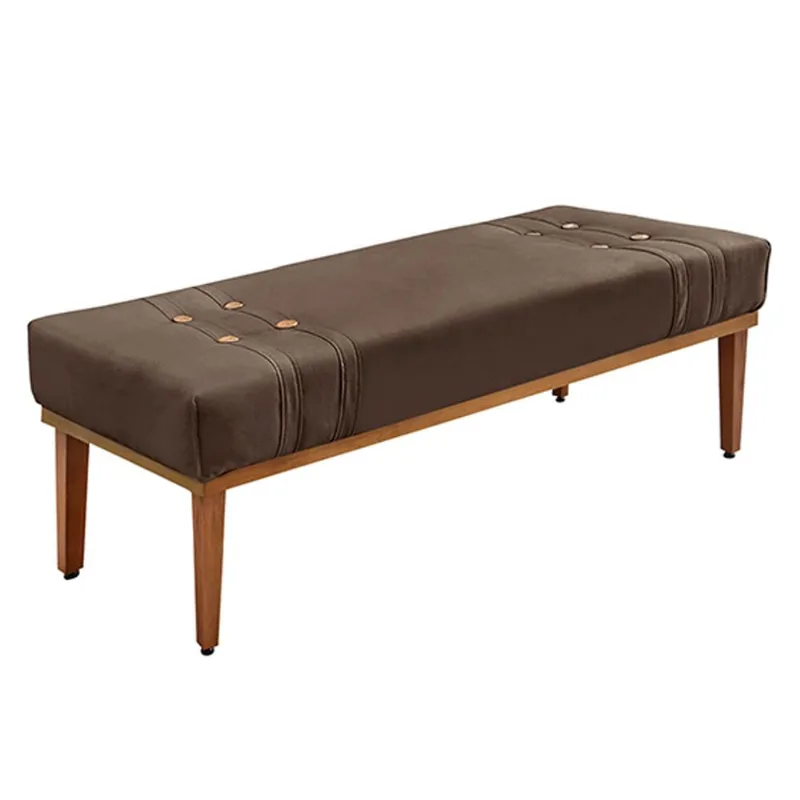 Recamier Decorativo 160cm Kors Veludo Pés de Madeira Marrom - Gran Belo