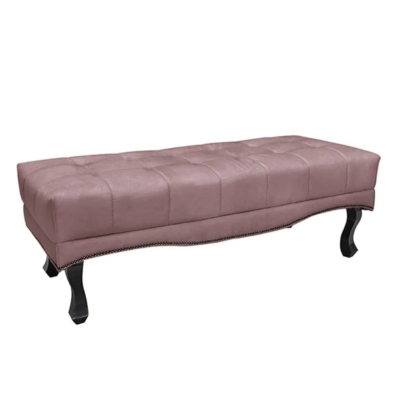 Recamier Decorativo 90cm Loewe Veludo Pés de Madeira Lilás - Gran Belo
