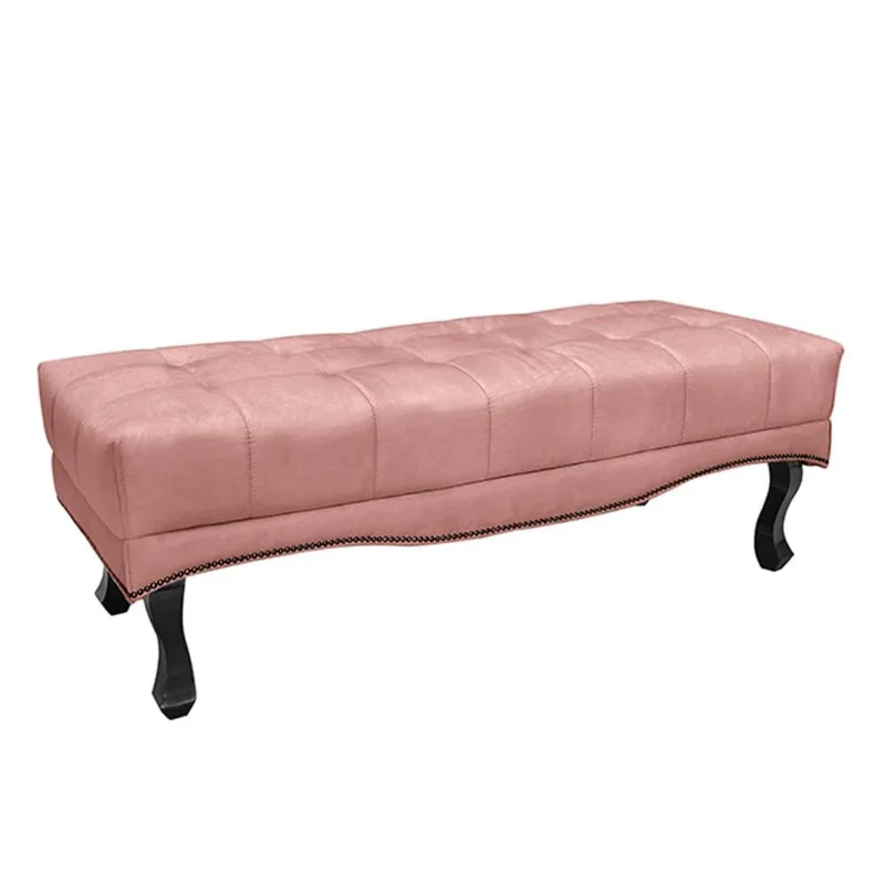 Recamier Decorativo 90cm Loewe Veludo Pés de Madeira Rosa - Gran Belo