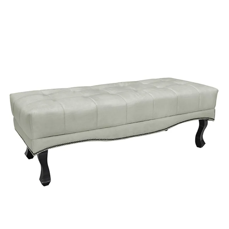 Recamier Decorativo 195cm Loewe Veludo Pés de Madeira Prata - Gran Belo