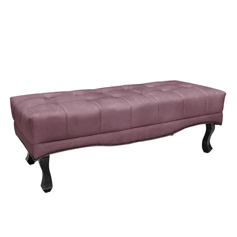 Recamier Decorativo 195cm Loewe Veludo Pés de Madeira Uva - Gran Belo