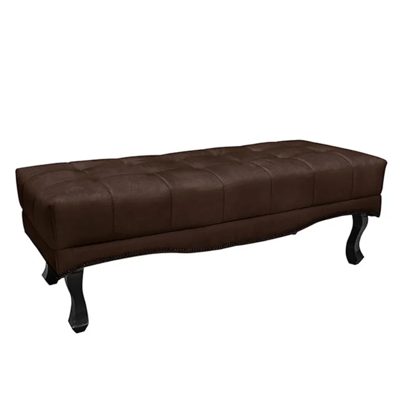 Recamier Decorativo 90cm Loewe Suede Pés de Madeira Café - Gran Belo