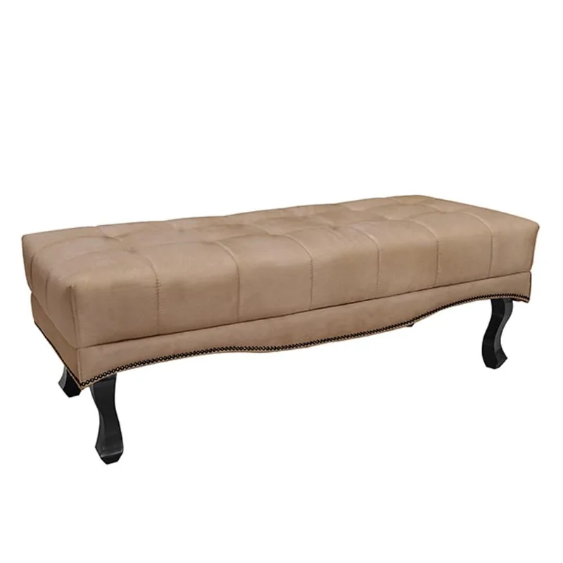 Recamier Decorativo 140cm Loewe Suede Pés de Madeira Bege - Gran Belo