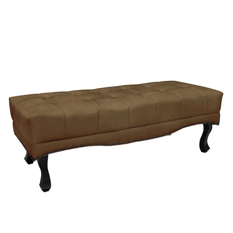 Recamier Decorativo 140cm Loewe Suede Pés de Madeira Caramelo - Gran Belo