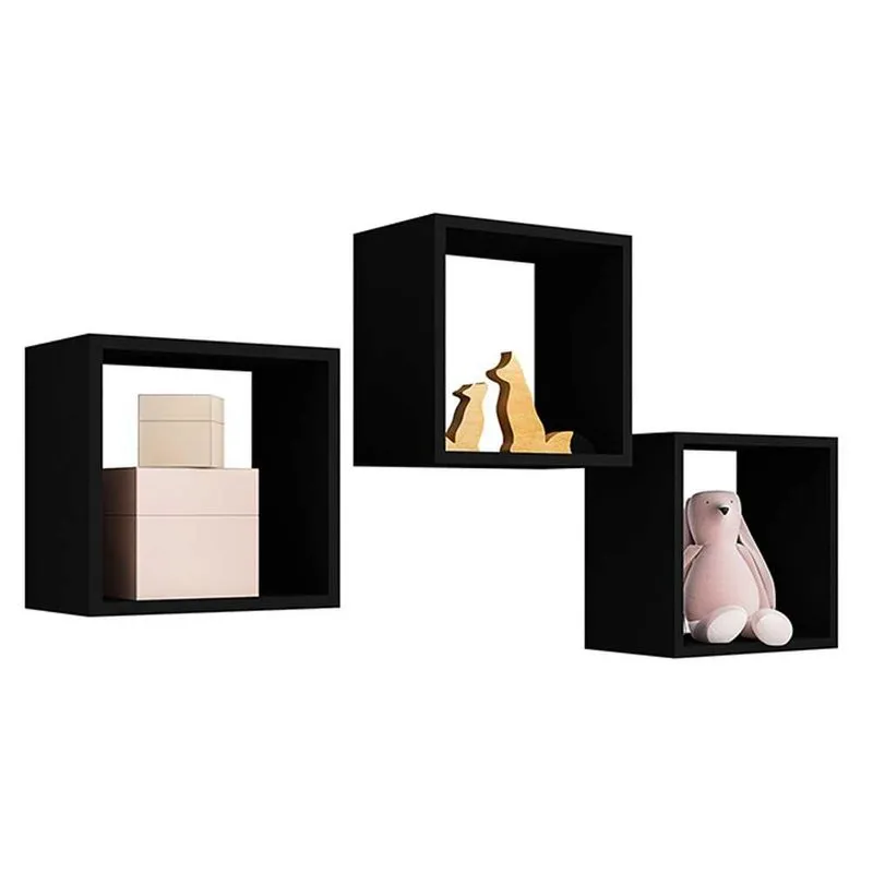 Kit 03 Nichos Organizador 30x30cm Preto - Gran Belo