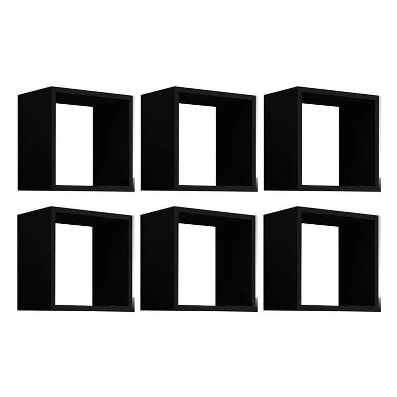 Kit 6 Nichos Organizador 30x30cm Preto - Gran Belo